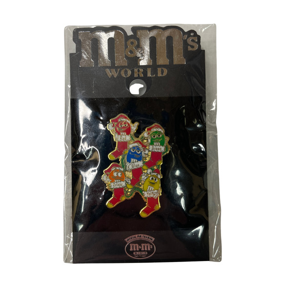 VTG M&M’s Candy Advertising Lapel Pin Trading Christmas Badge World Las Vegas - Picture 2 of 3